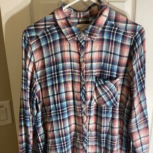 Universal Thread XL pink/Blue/Black Flannel Shirt Lounging Layer Cowgirl